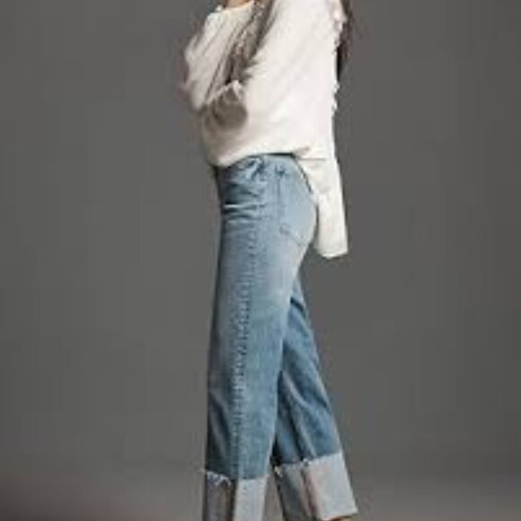 The Scotty Cuffed High-Rise Straight-Leg Jeans by Pilcro - Picture 4 of 6